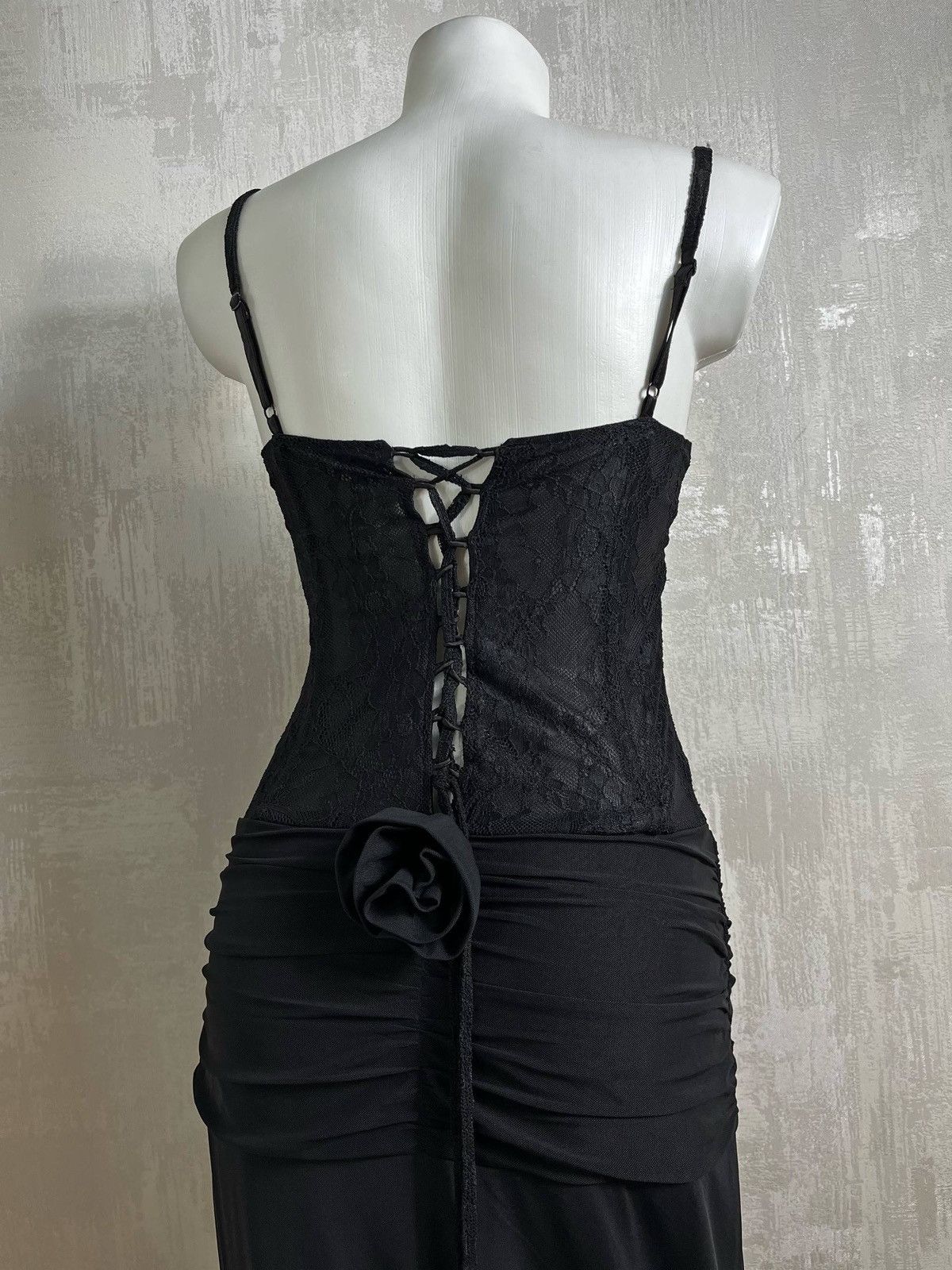 Vintage Futuristic Lace Corset Gown Cut Out Goth Dress 90s Y2K Size M / US 6-8 / IT 42-44 - 6 Thumbnail