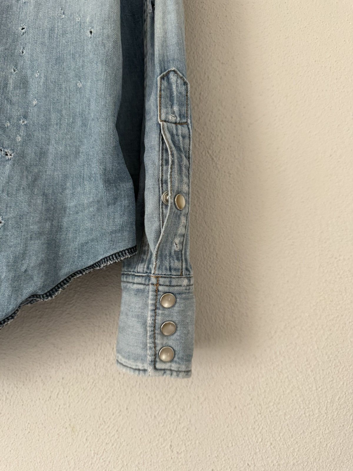 Saint Laurent Paris Distressed Western Denim Shirt Size US S / EU 44-46 / 1 - 9 Thumbnail