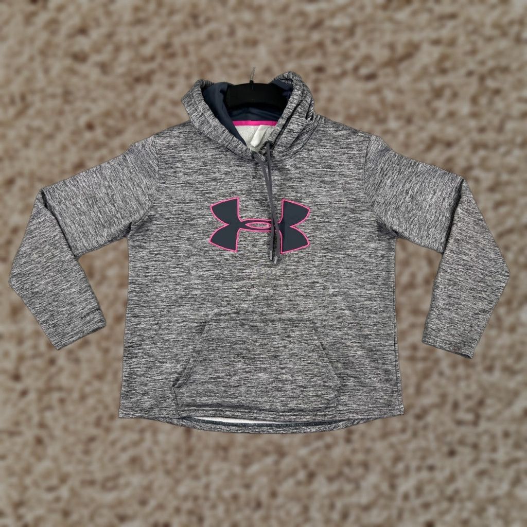Under Armour Under Armour Hoodie Girls Extra Large Gray Pink Logo Kangaroo Pocket Pullover Size XL / US 12-14 / IT 48-50 - 1 Thumbnail