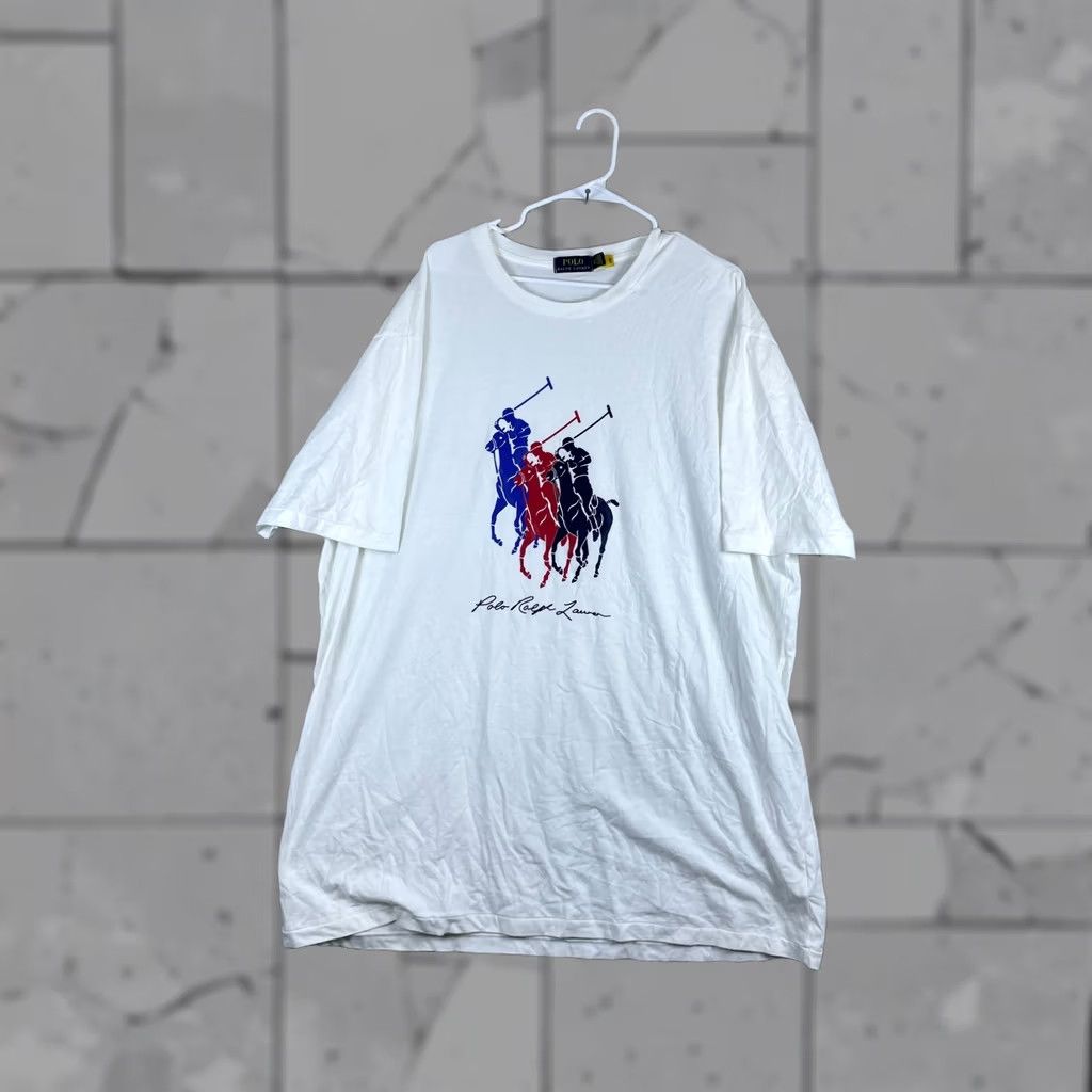 Polo Ralph Lauren Polo Ralph Lauren T-Shirt Mens 2XLT White Triple Pony Graphic Tee Size US XXL / EU 58 / 5 - 1 Thumbnail