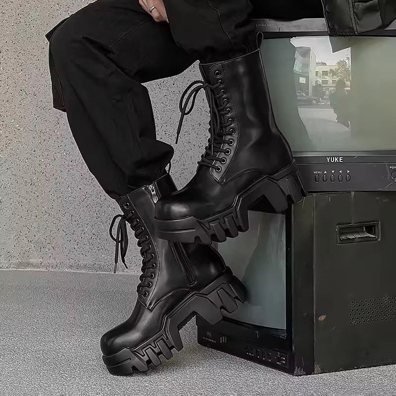 Japanese Brand Premium Cow Leather Cyberpunk Platform Combat Boots Size US 8 / EU 41 - 8 Thumbnail