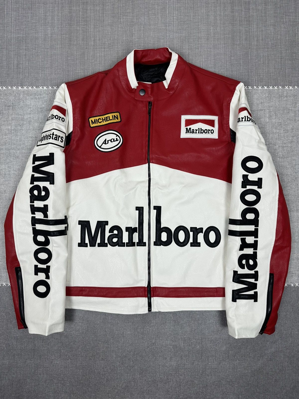 Vintage Vintage Marlboro Racing Leather Jacket — Moto GP / F1 Style Size US L / EU 52-54 / 3 - 1 Thumbnail