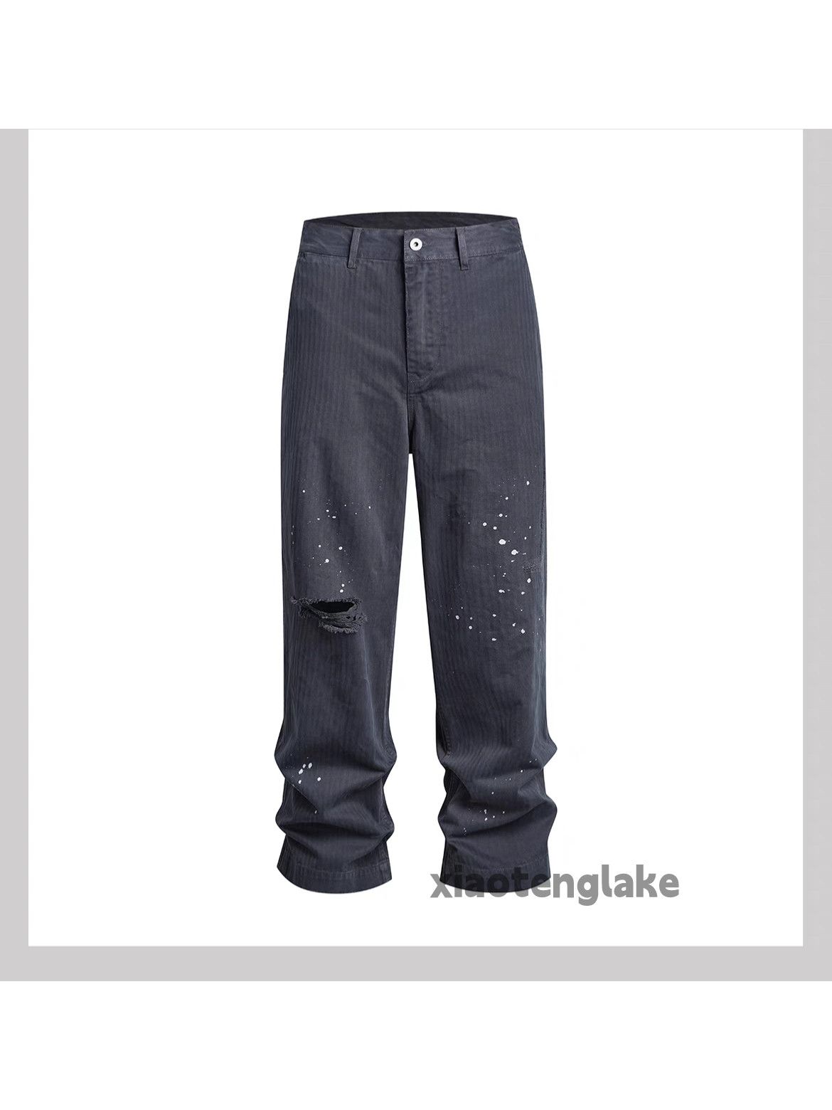 Designer Unisex washed faded loose baggy hiphop ripped pants Size US 30 / EU 46 - 5 Thumbnail
