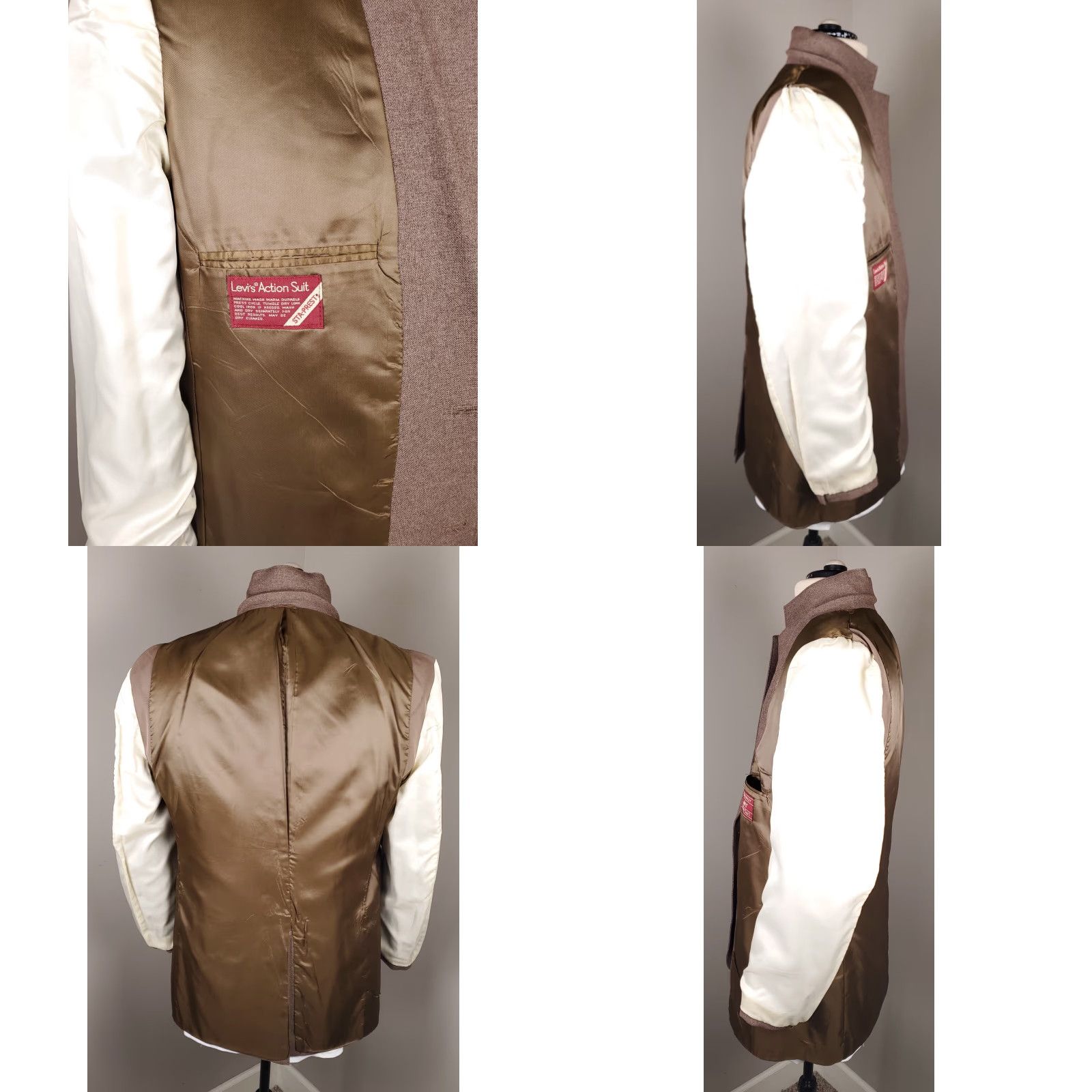 Levi's VINTAGE Levi's VTG 70s 80s Action Suit Brown Blazer Vest Leisure Suit Disco Mens 42R Blazer and Vest only Mens Size 42R - 11 Thumbnail