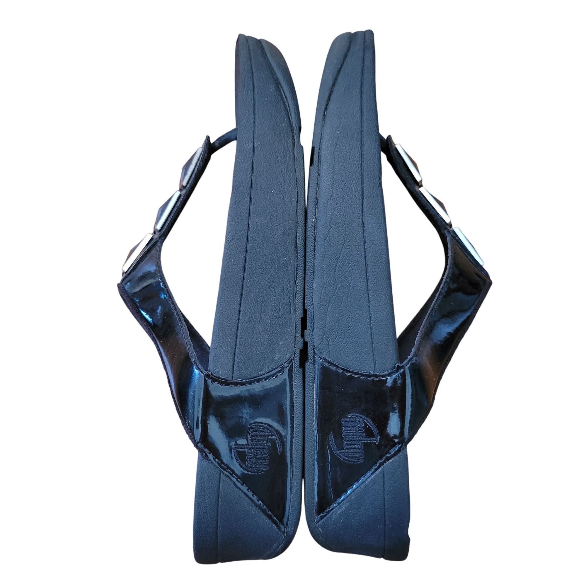 Other FitFlop Black Patent Leather Sandals PIETRA Rhinestone 9 Sum Size US 9 / IT 39 - 7 Thumbnail