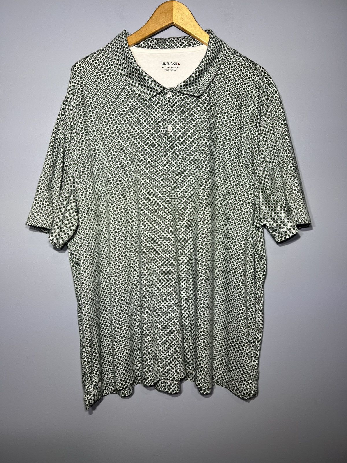 UNTUCKit Untuckit Green Geometric Polo Printed Damaschino Golf Sz 3XL Size US XXL / EU 58 / 5 - 2 Thumbnail