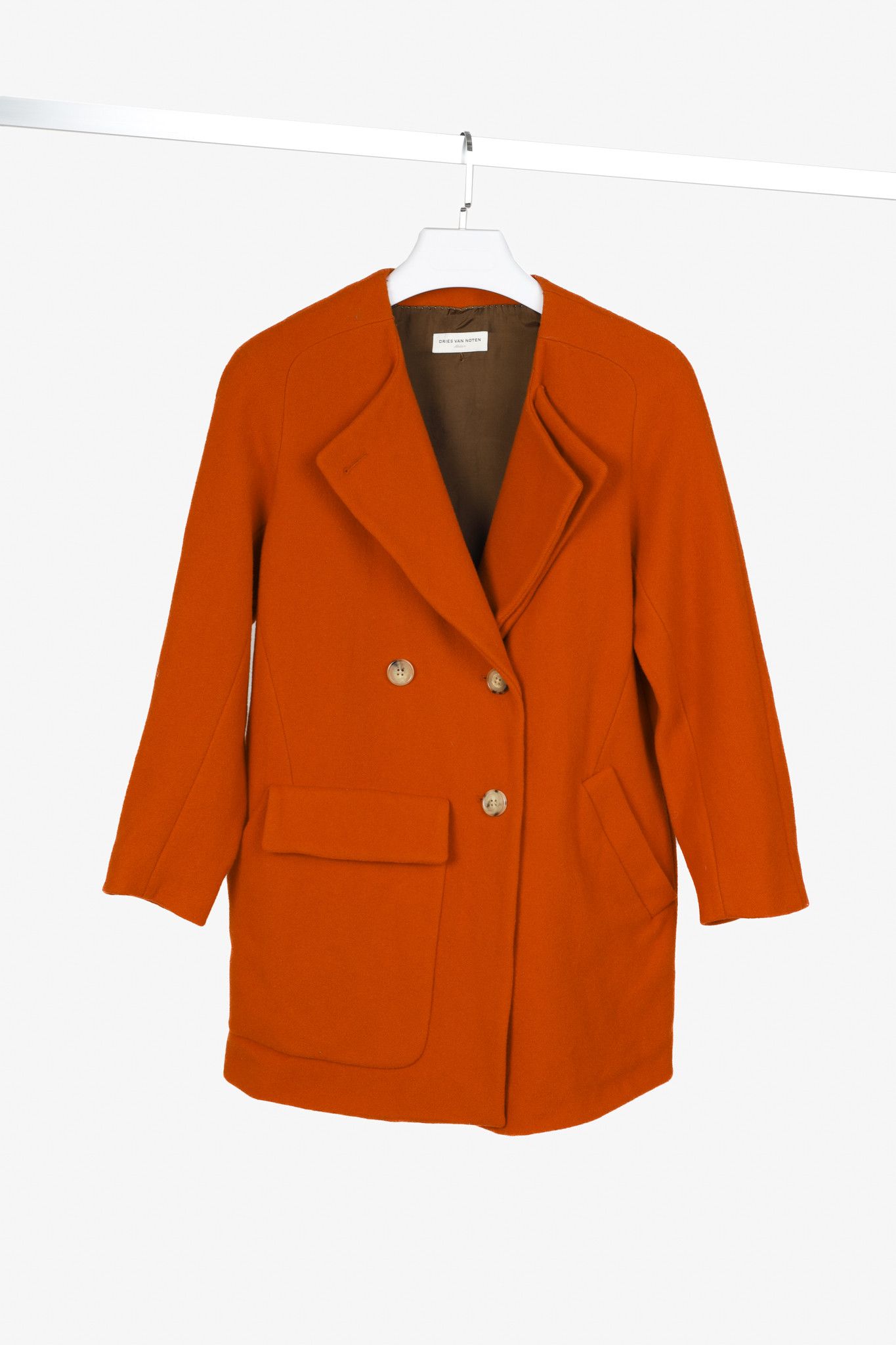 Dries Van Noten Orange Wool Oversized Double Breasted Jacket