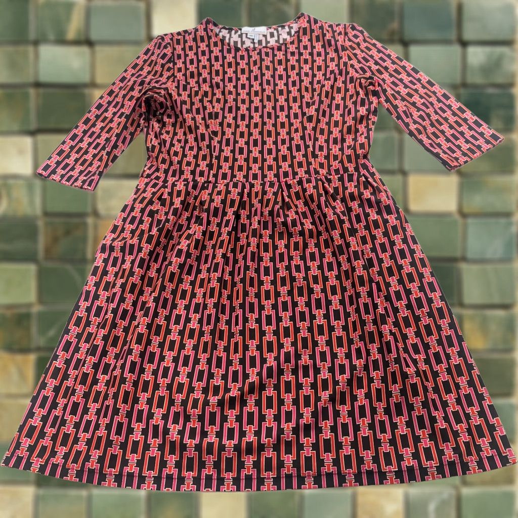Vintage Jude Connally A-Line Dress MINT Brown Red All Over Print 3/4 Sleeve Short Length Womens Medium"> Size M / US 6-8 / IT 42-44 - 1 Thumbnail