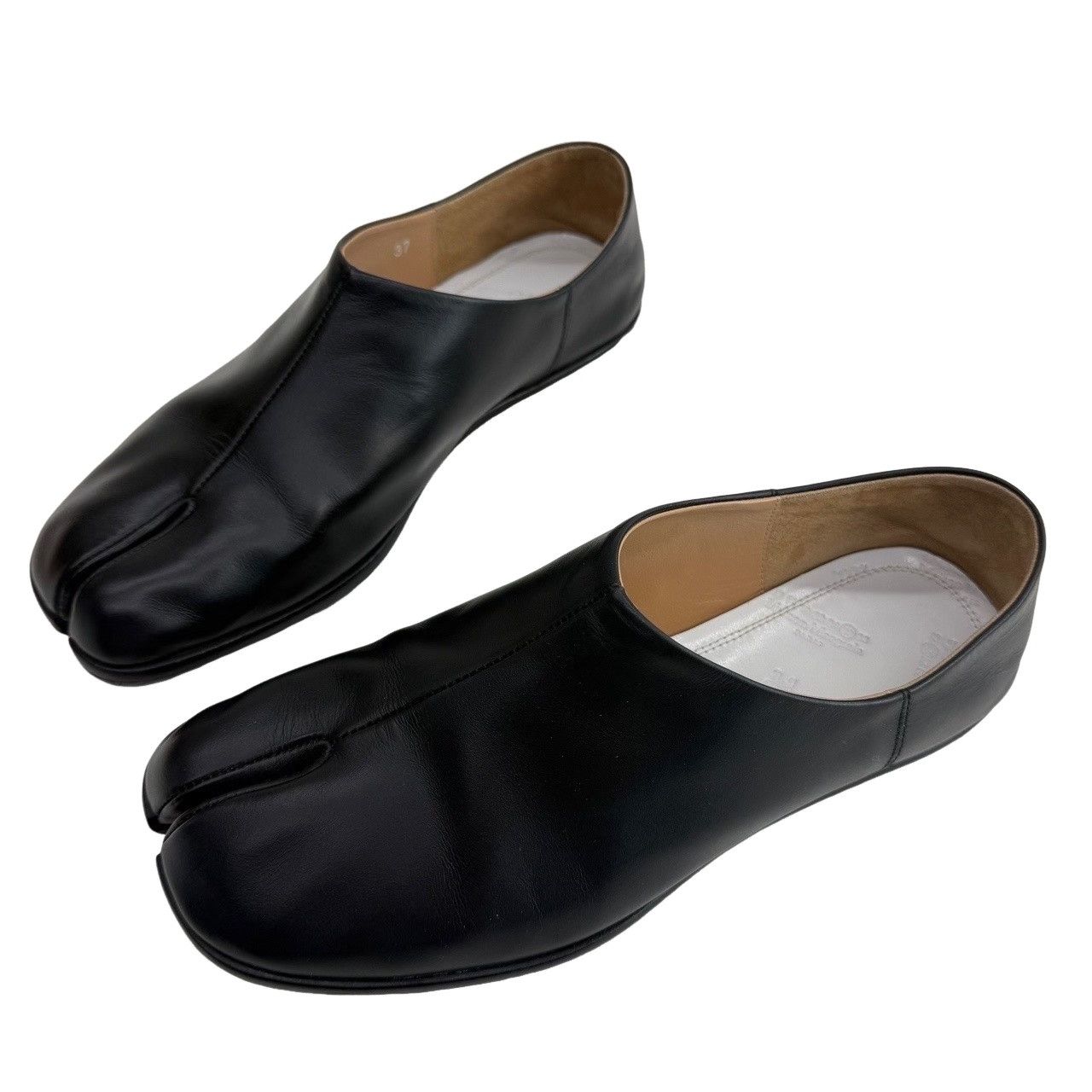 Maison Margiela Tabi Black Leather Mules Size 37