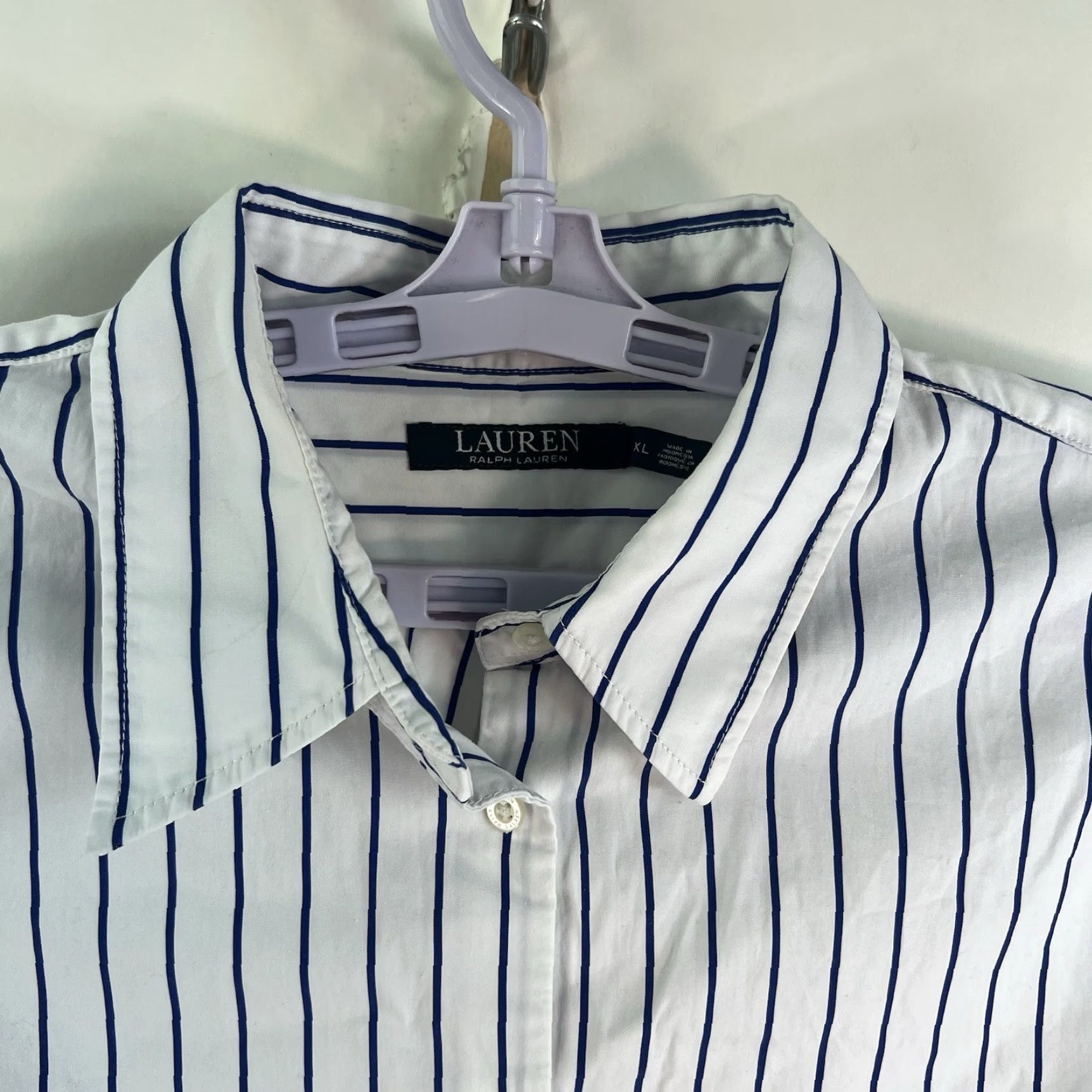 Ralph Lauren Lauren Ralph Lauren Men's XL Blue and White Striped Cotton Button-Up Shirt Casual Business Formal Size US XL / EU 56 / 4 - 3 Thumbnail