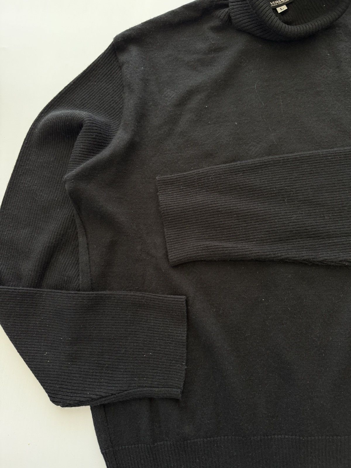 Versace Vintage Versace Jeans Couture Virgin Wool Black Sweater Size US L / EU 52-54 / 3 - 4 Thumbnail