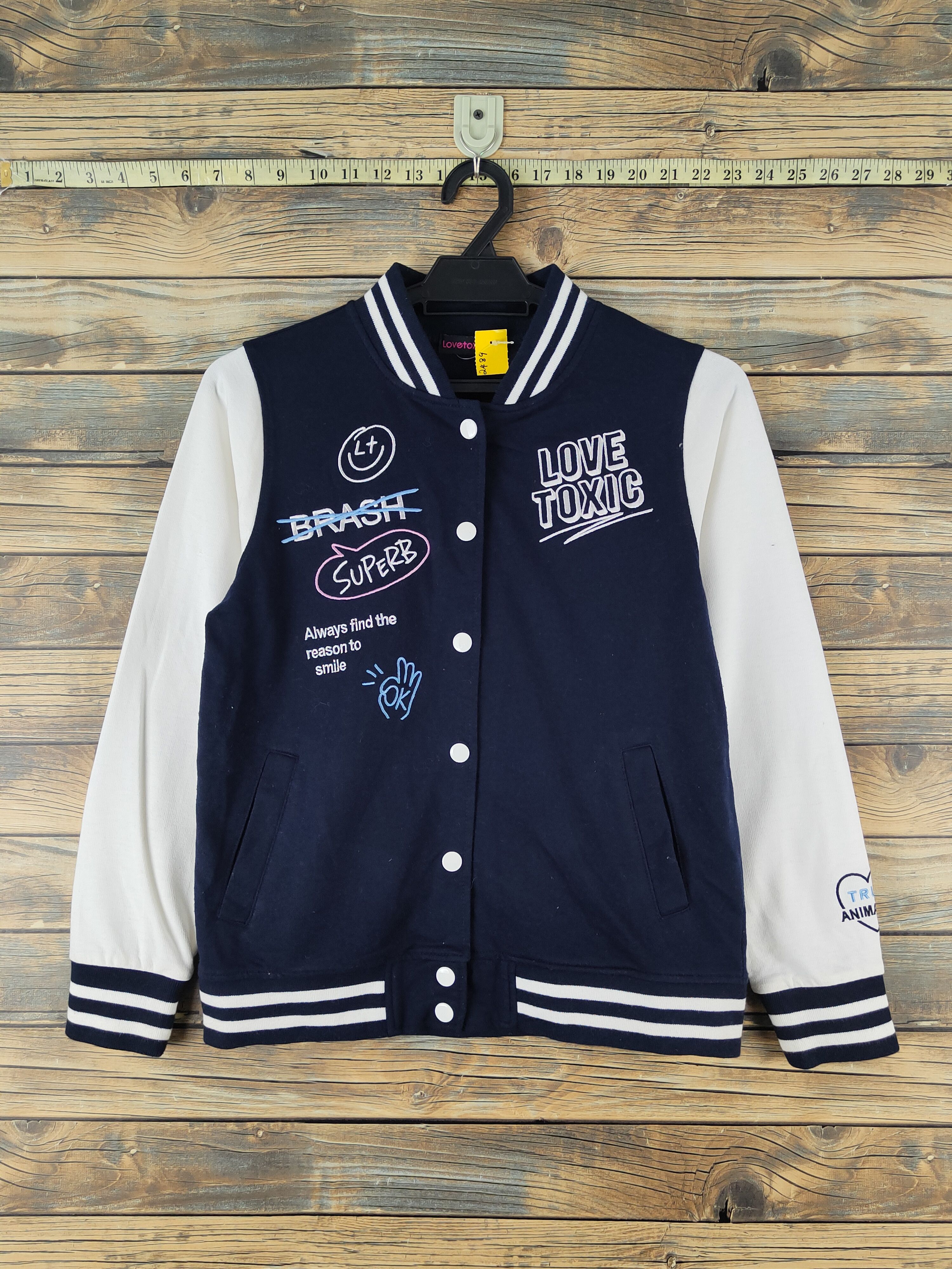DL Lovetoxic Navy White Varsity Jackets #2489