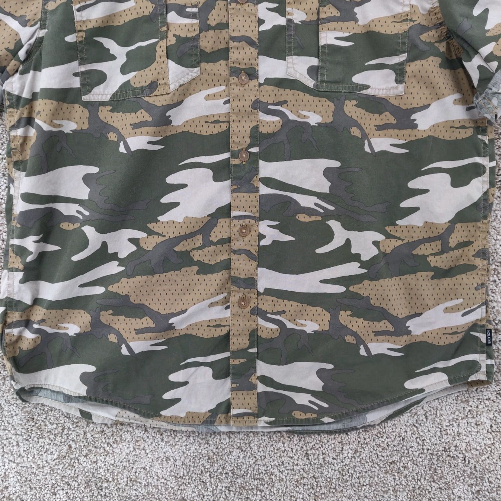 Brixton Brixton Shirt Mens M Camouflage Short Sleeve Button-Up Relaxed Fit Casual Skate Army 90s Colorful Multicolor Cotton Nylon Spandex Knit Size US M / EU 48-50 / 2 - 5 Thumbnail