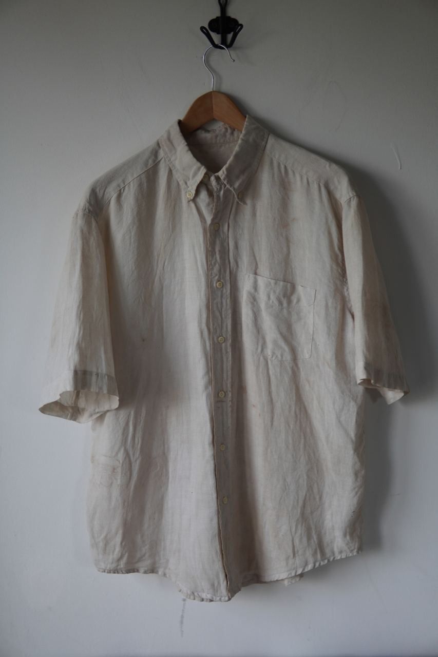 Vintage Vintage Natural Dyed Linen Short Sleeve Shirt Size US L / EU 52-54 / 3 - 1 Thumbnail