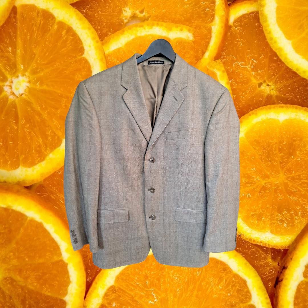 Calvin Klein Calvin Klein Tan Check 3 Button Blazer Silk/Wool Size 40R Size 40R - 1 Thumbnail