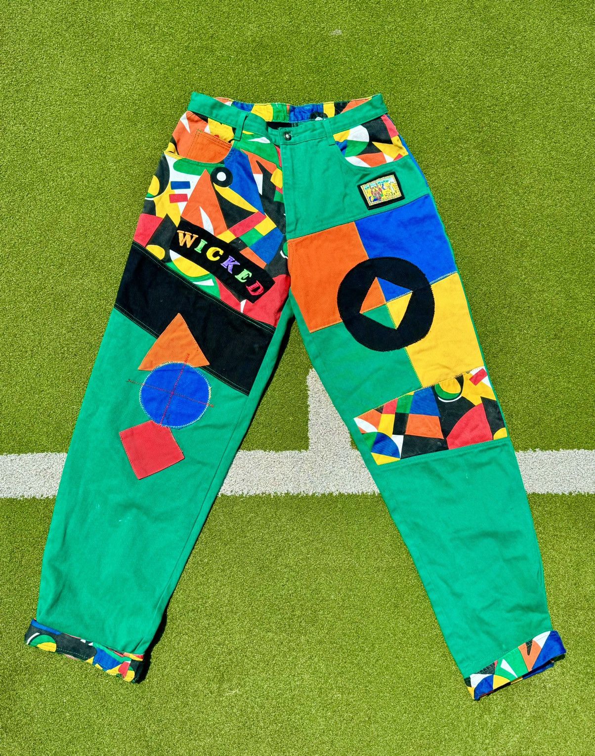 Vintage 1990’s Vintage Bohemian Boho Tribal Funky Hippie Denim Jeans Size US 34 / EU 50 - 1 Thumbnail
