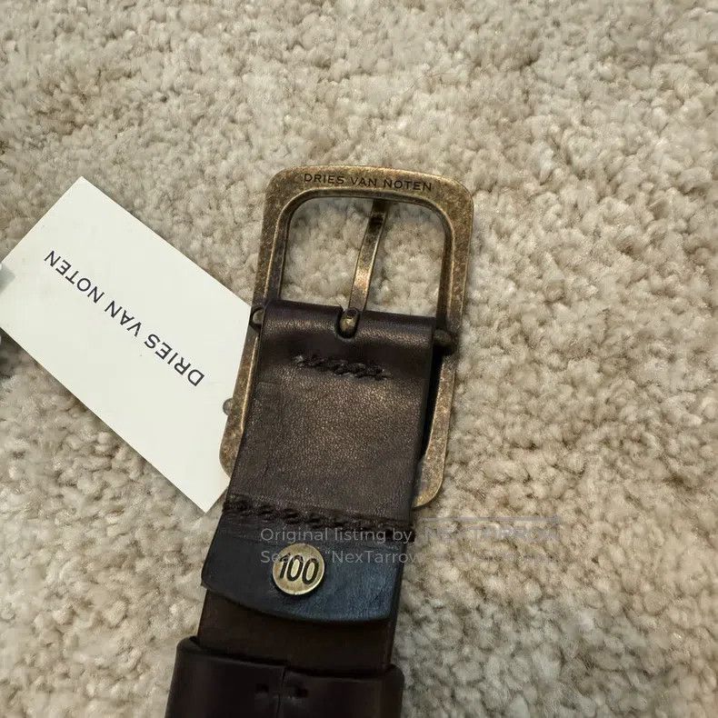 Dries Van Noten Dries Van Noten Distressed Brown Leather Buckle Belt Size ONE SIZE - 4 Thumbnail