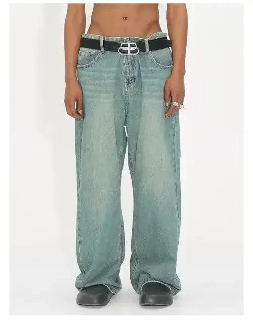 Designer × Japanese Brand × Jean faded distressed y2k baggy jeans Size US 31 - 1 Thumbnail