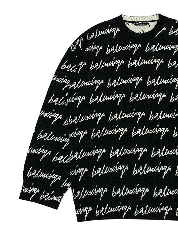 Balenciaga Balenciaga Wool Scribble Logo Sweater Size US M / EU 48-50 / 2 - 10 Thumbnail