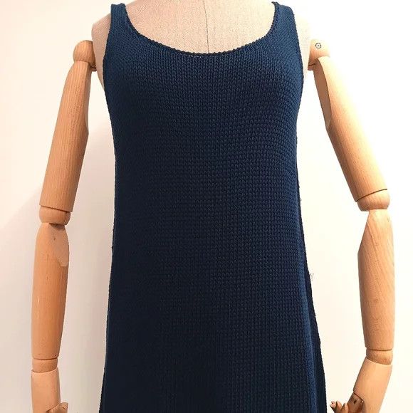 Lafayette 148 LAFAYETTE 148 Slub Blue Cotton Scoop Neck Knit Tank - Medium Size M / US 6-8 / IT 42-44 - 2 Thumbnail