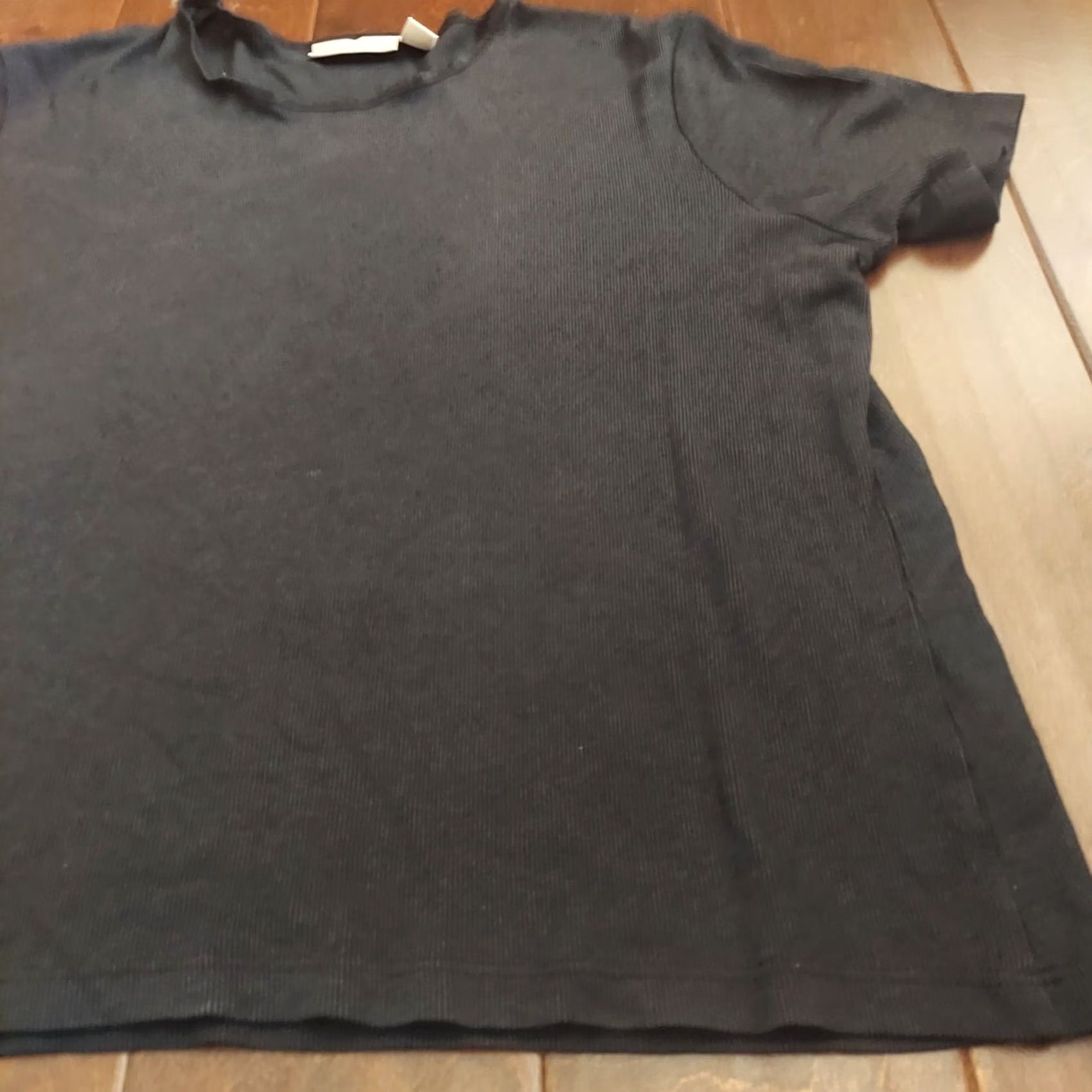 Nordstrom Nordstrom Shirt Black Short Sleeve Top - Size L Womens, Crew Neck, Cotton Rayon, Basic, Solid, Travel, Casual, Regular Fit Size L / US 10 / IT 46 - 5 Thumbnail