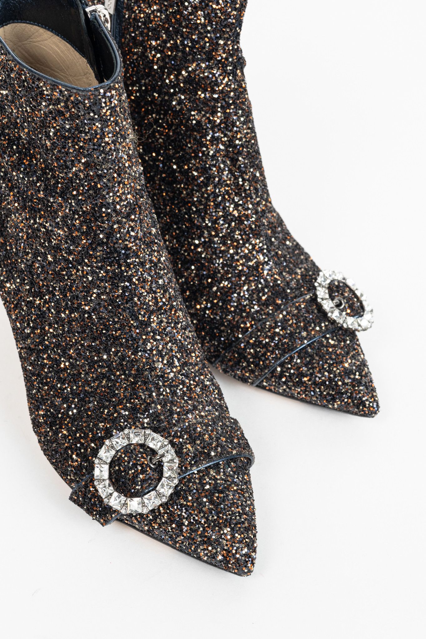 Jimmy Choo Jimmy Choo Hanover 65 Twinkle Glitter Buckled Booties Size US 8 / IT 38 - 6 Thumbnail
