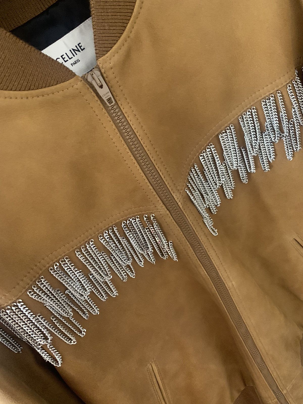 Celine Celine 2023SS Brown Teddy lambskin jacket with metal fringes Size US M / EU 48-50 / 2 - 3 Thumbnail