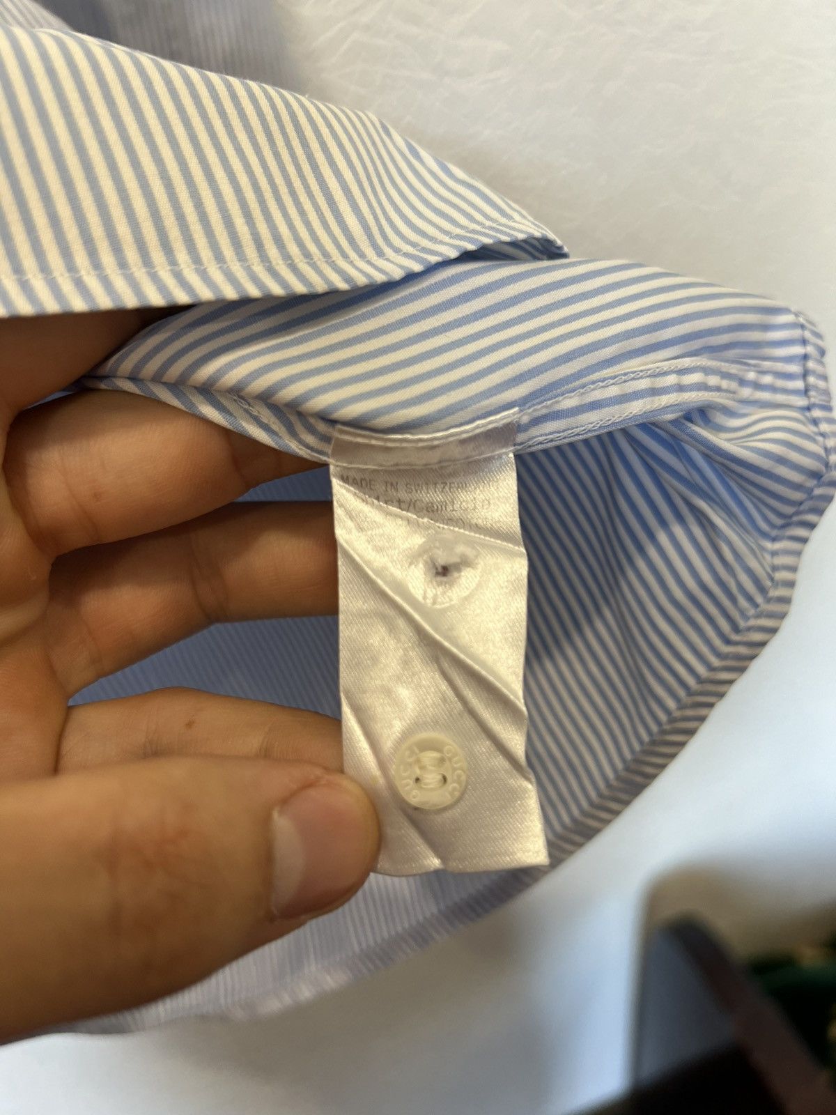 Gucci Gucci Tom Ford White Classic Shirt Button Mens Blue Size US L / EU 52-54 / 3 - 9 Thumbnail