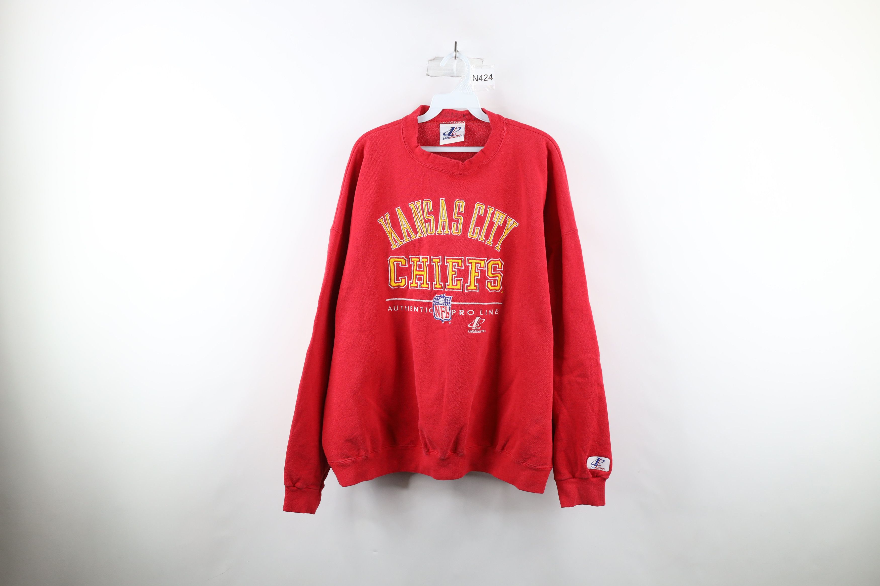 image of Vintage 90's Out Kansas City Chiefs Football Sweatshirt Red, Men's (Size 2XL)