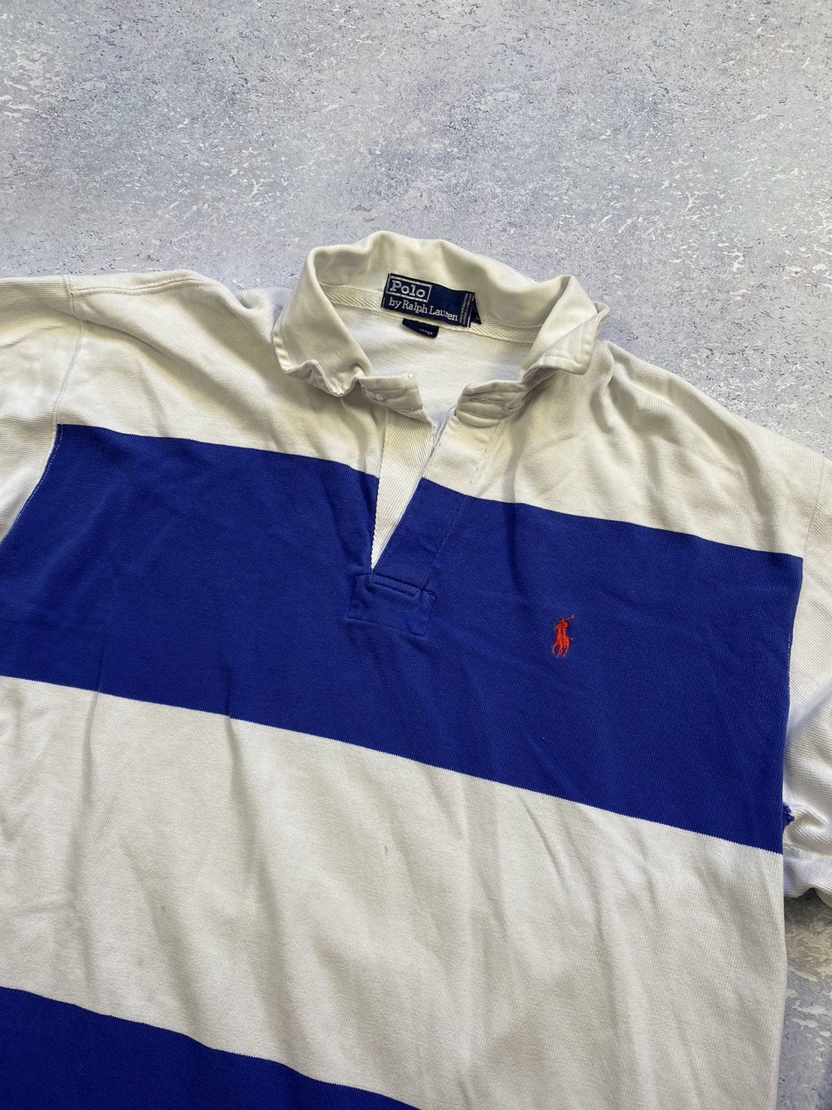 Polo Ralph Lauren × Ralph Lauren × Vintage Vintage Polo Ralph Lauren Men’s Blue Rugby Sweatshirt Size US XL / EU 56 / 4 - 3 Thumbnail