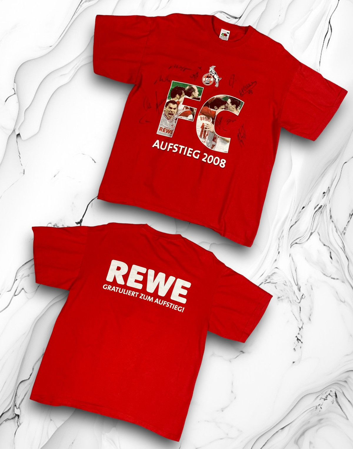 Vintage Vintage 1.FC Köln Aufstieg 2008 Autograph Tee T Shirt Size US L / EU 52-54 / 3 - 1 Thumbnail