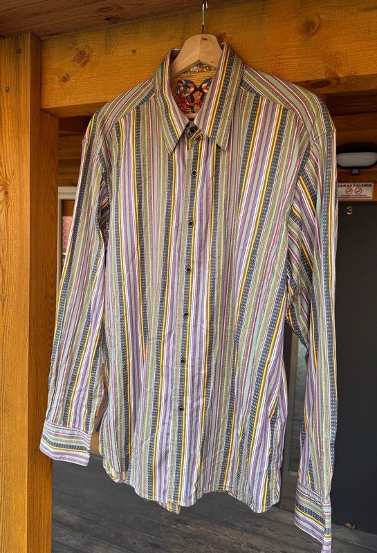 Robert Graham Colorful Men’s Striped Shirt Cotton and Silk Robert Graham Size US L / EU 52-54 / 3 - 8 Thumbnail