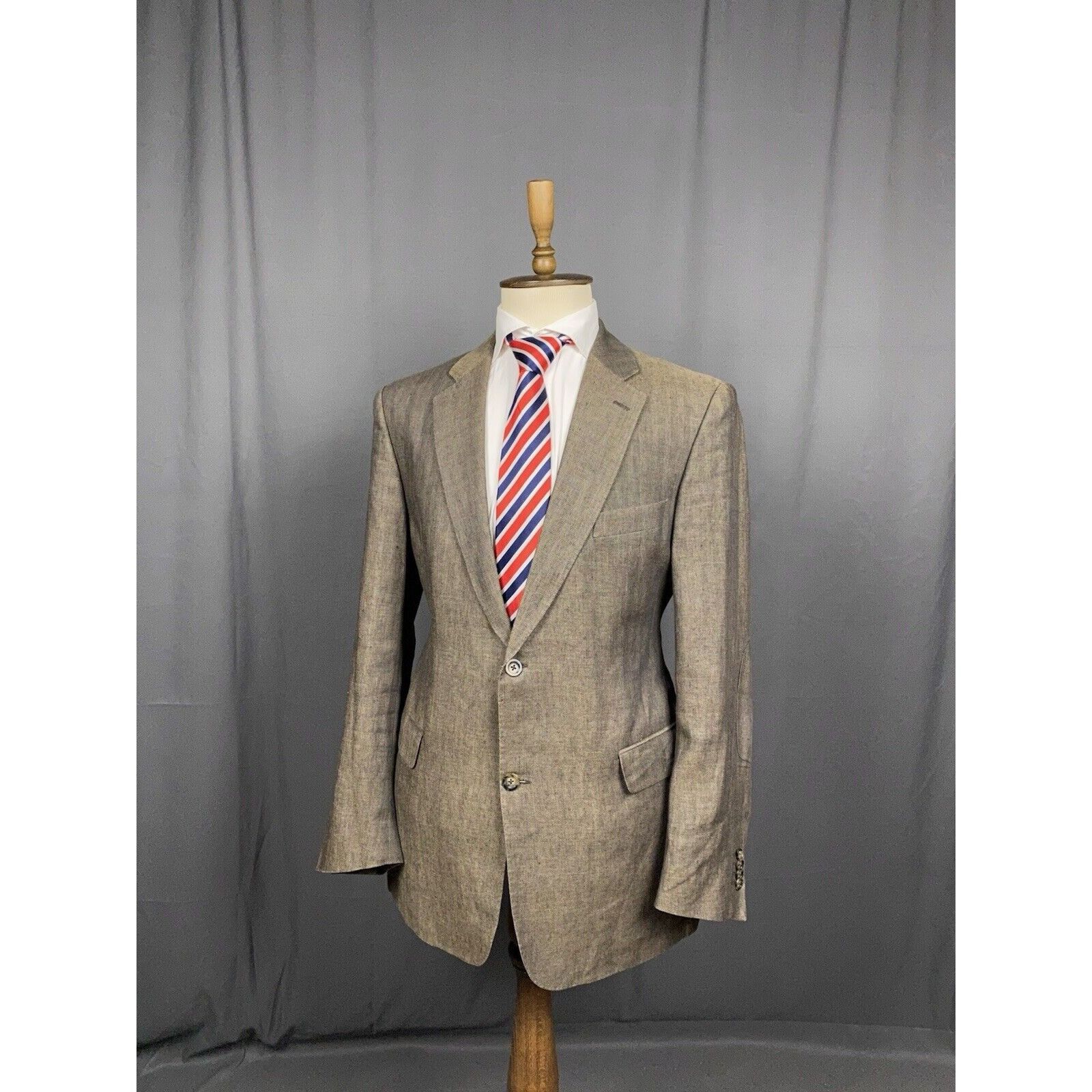 Burberry Burberry Nova Check Collar Herringbone Green Linen Blazer Sp Size 54R - 2 Thumbnail