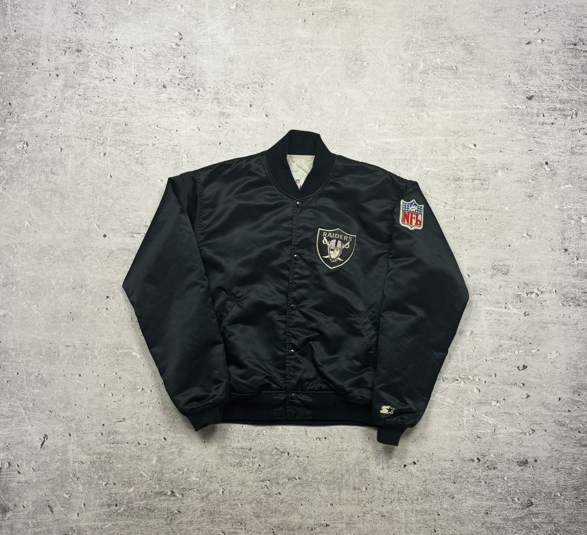 Preloved 00s Grey NFL Los Angeles Raiders Embroidered Stitched Denim Jacket XL