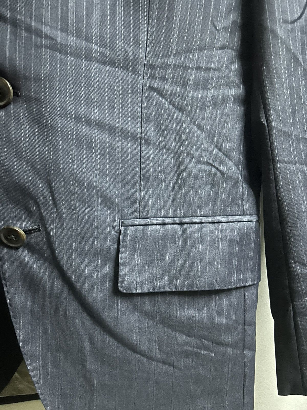 Loro Piana Four Seasons Super 130'S Wool Striped Blazer Size 46S - 13 Thumbnail