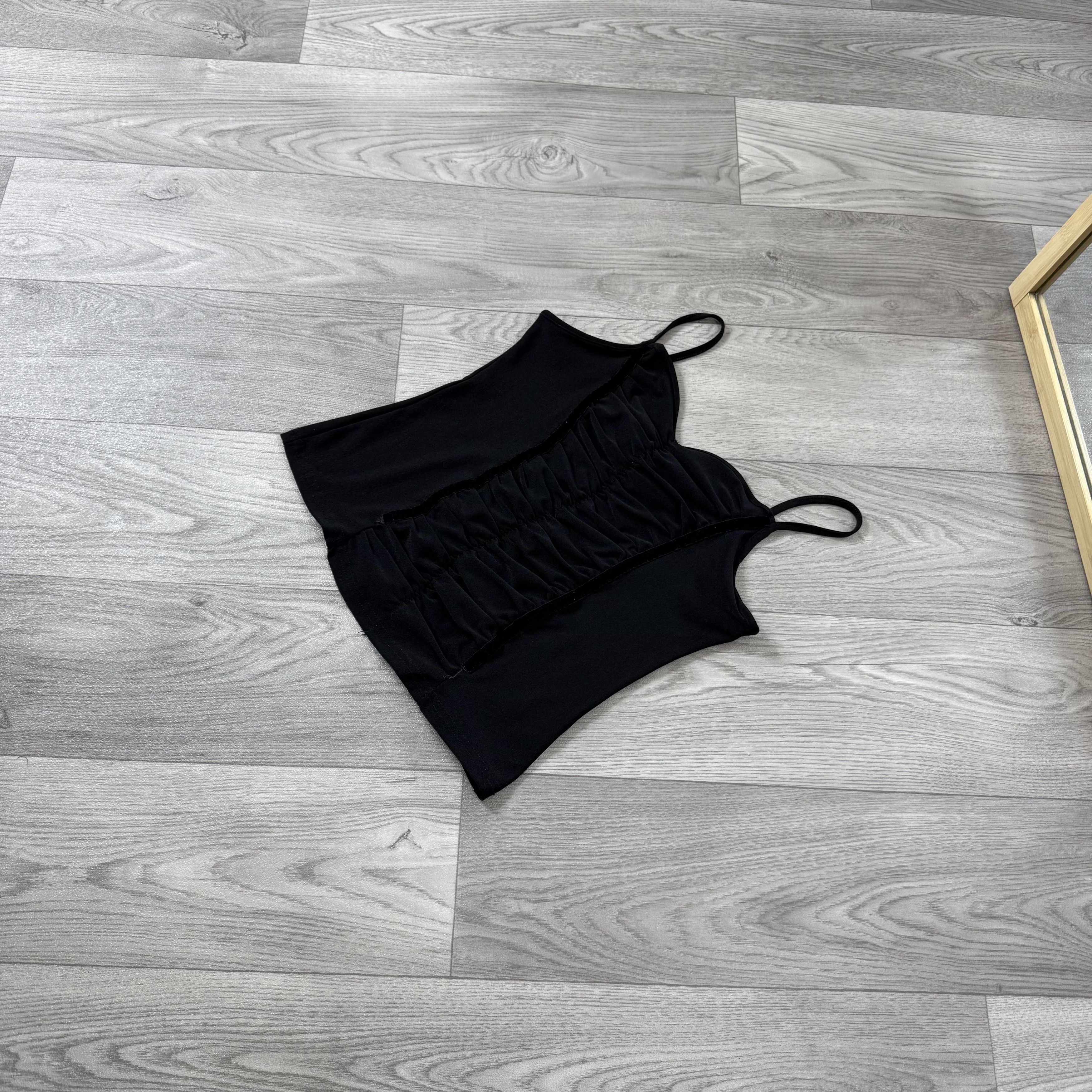 Vintage Vintage Y2K Shine Drapery Black Tank Crop Top S Size S / US 4 / IT 40 - 3 Thumbnail