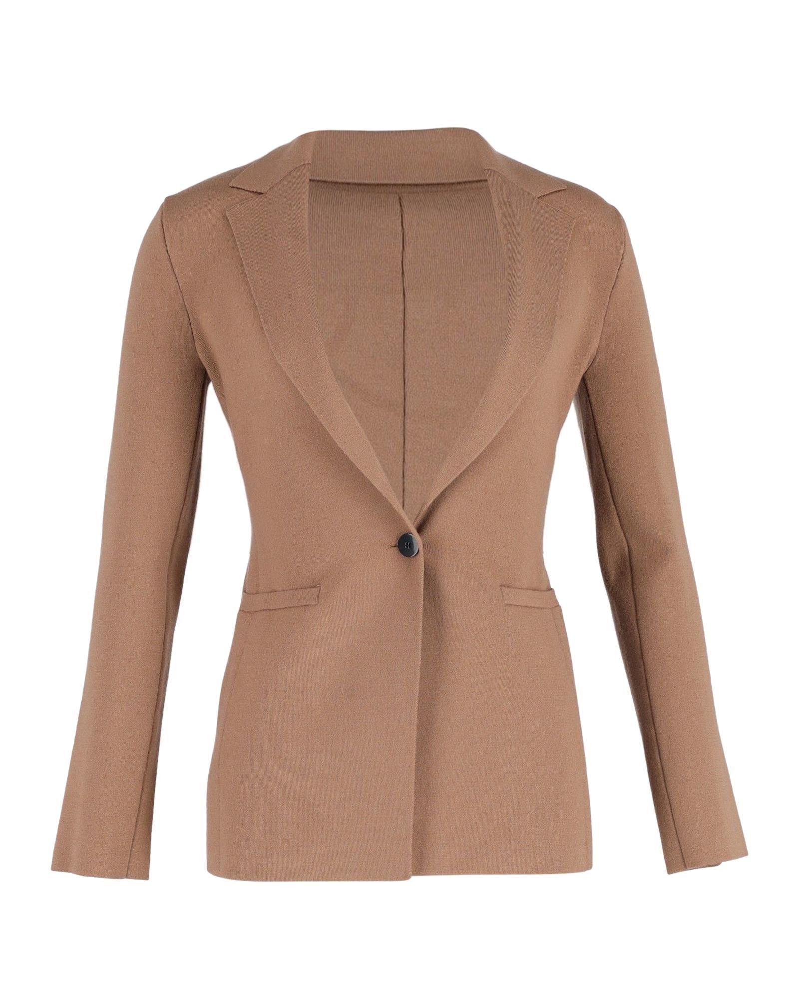 image of Theory Sophisticated Brown Wool Blazer Jacket For Professional And Semi-Formal Occasions, Women's (