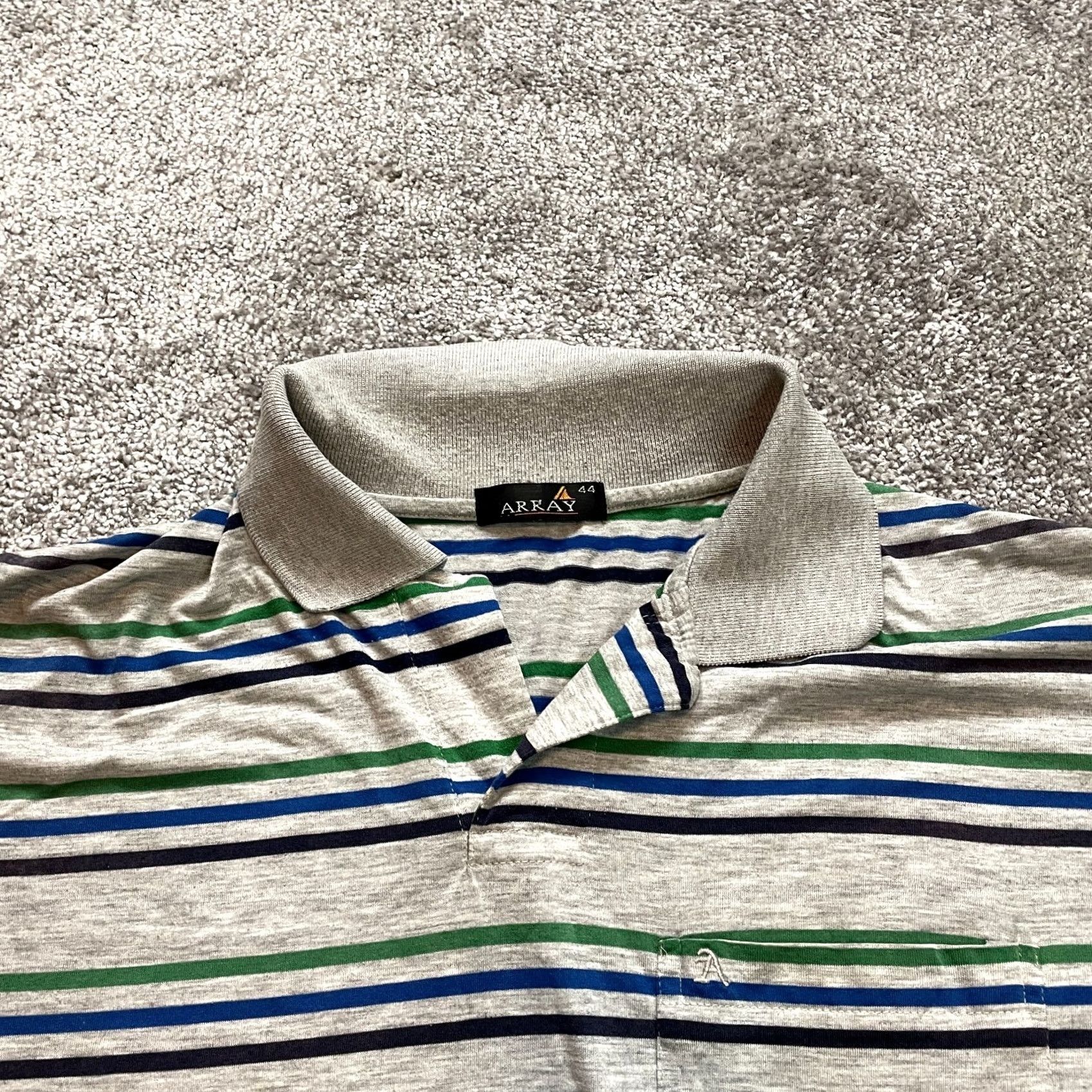 Vintage VINTAGE Array Polo Shirt Mens 44 XL Gray Striped Collared Golf Rugby Preppy Pocket Top Size US XXL / EU 58 / 5 - 6 Thumbnail
