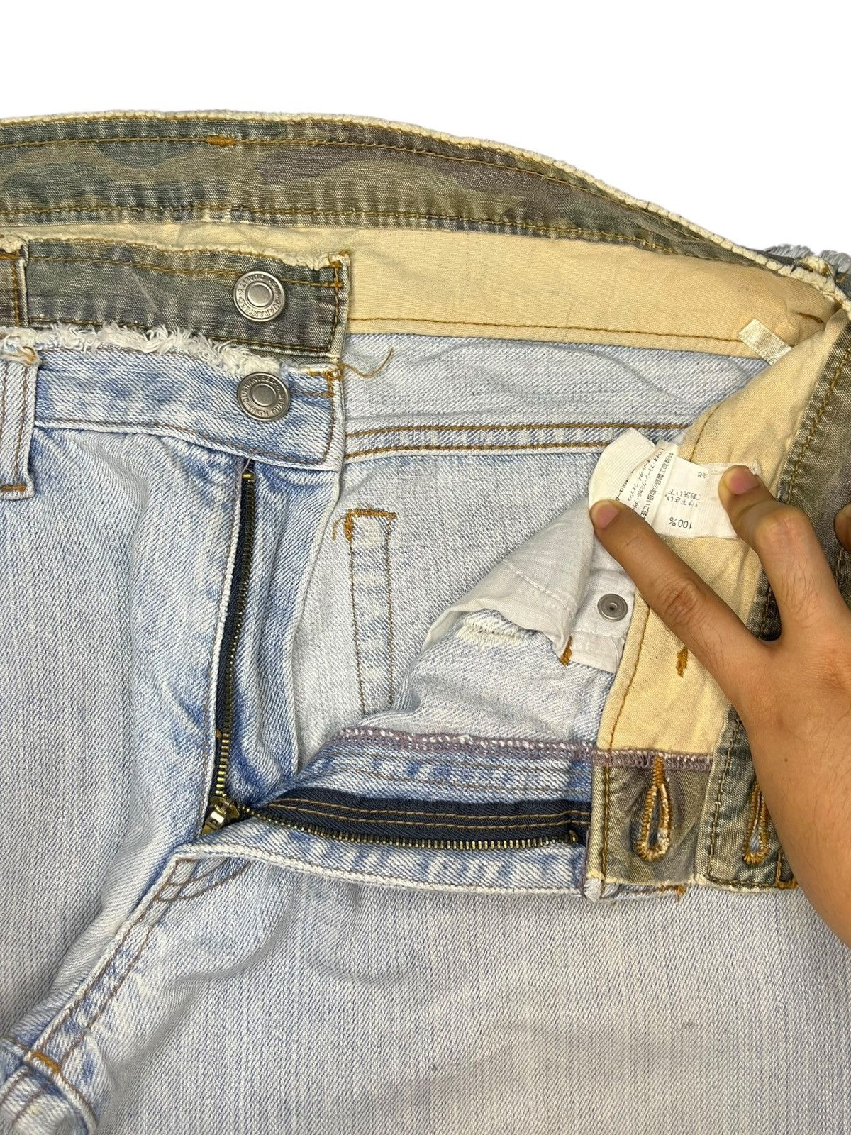 Ksubi Vintage Japanese Brand Double Waist Bleach Distress Jeans Size 32" / US 10 / IT 46 - 5 Thumbnail
