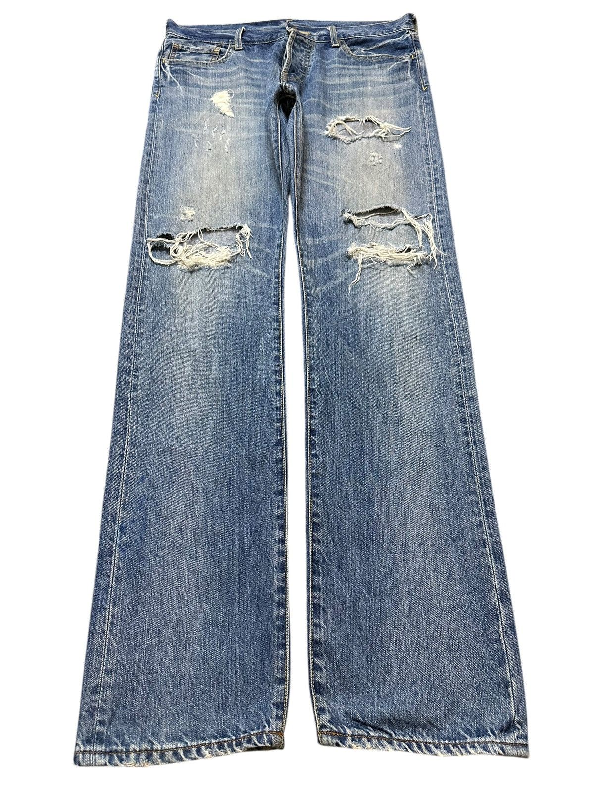14th Addiction Vintage Japanese Brand Blue Faded Wash Distressed Jeans Size US 34 / EU 50 - 1 Thumbnail