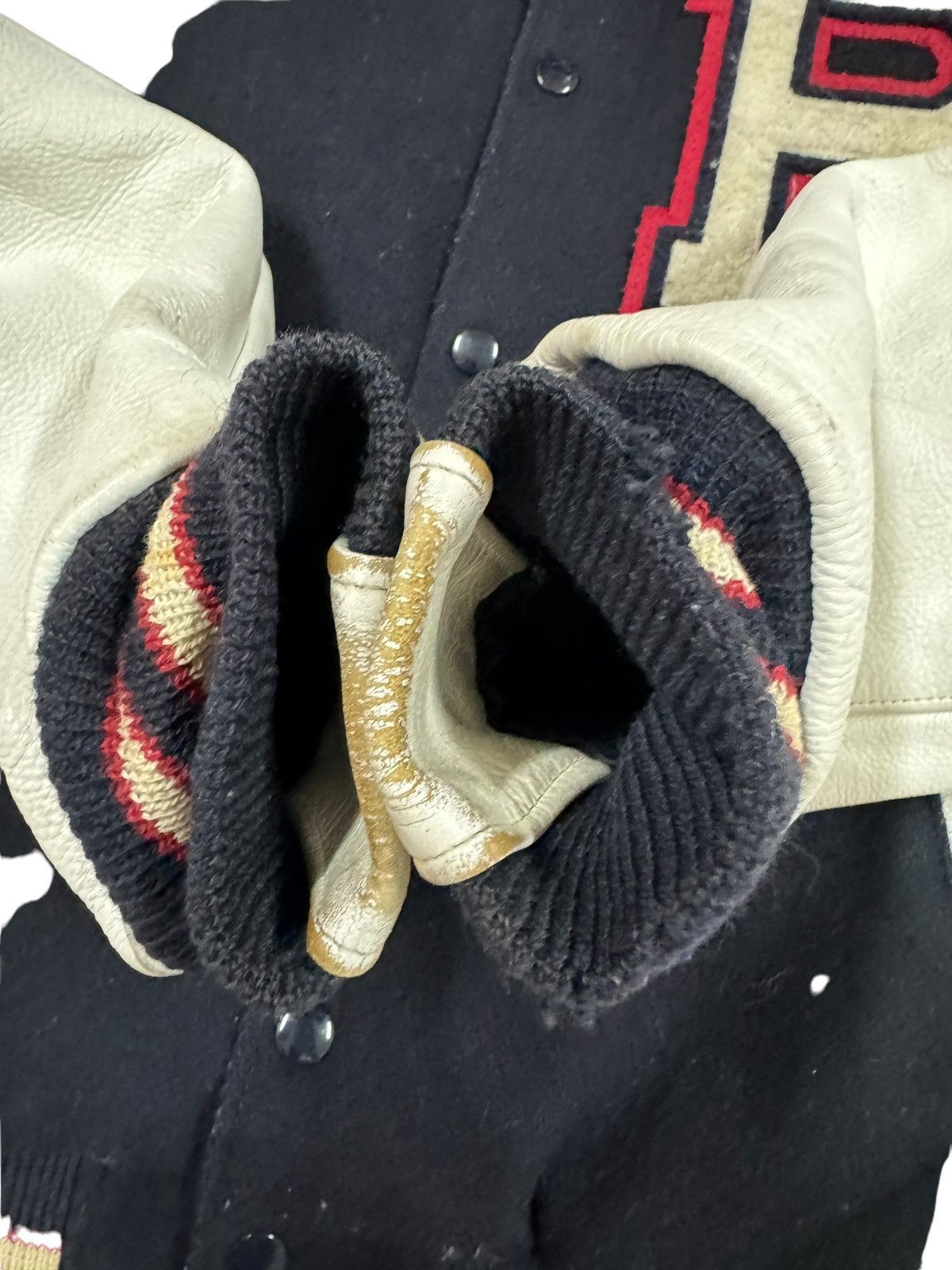 Vtg🔥80’s Golden Bear Wool Varsity Sleeve Leather Jacket