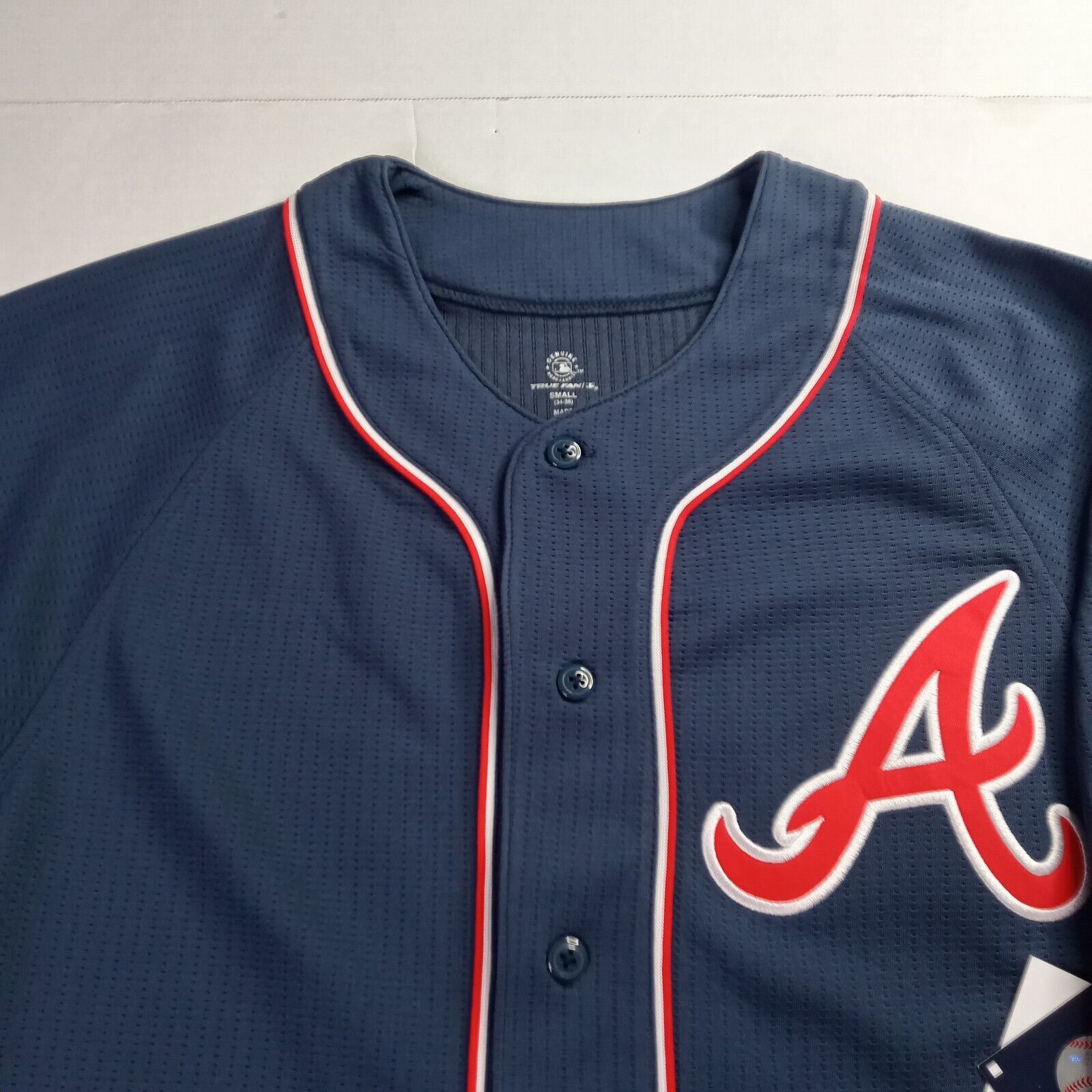 & Other Stories Atlanta Braves Jersey Mens S Small Blue True Fan Embroidered Size US S / EU 44-46 / 1 - 2 Thumbnail