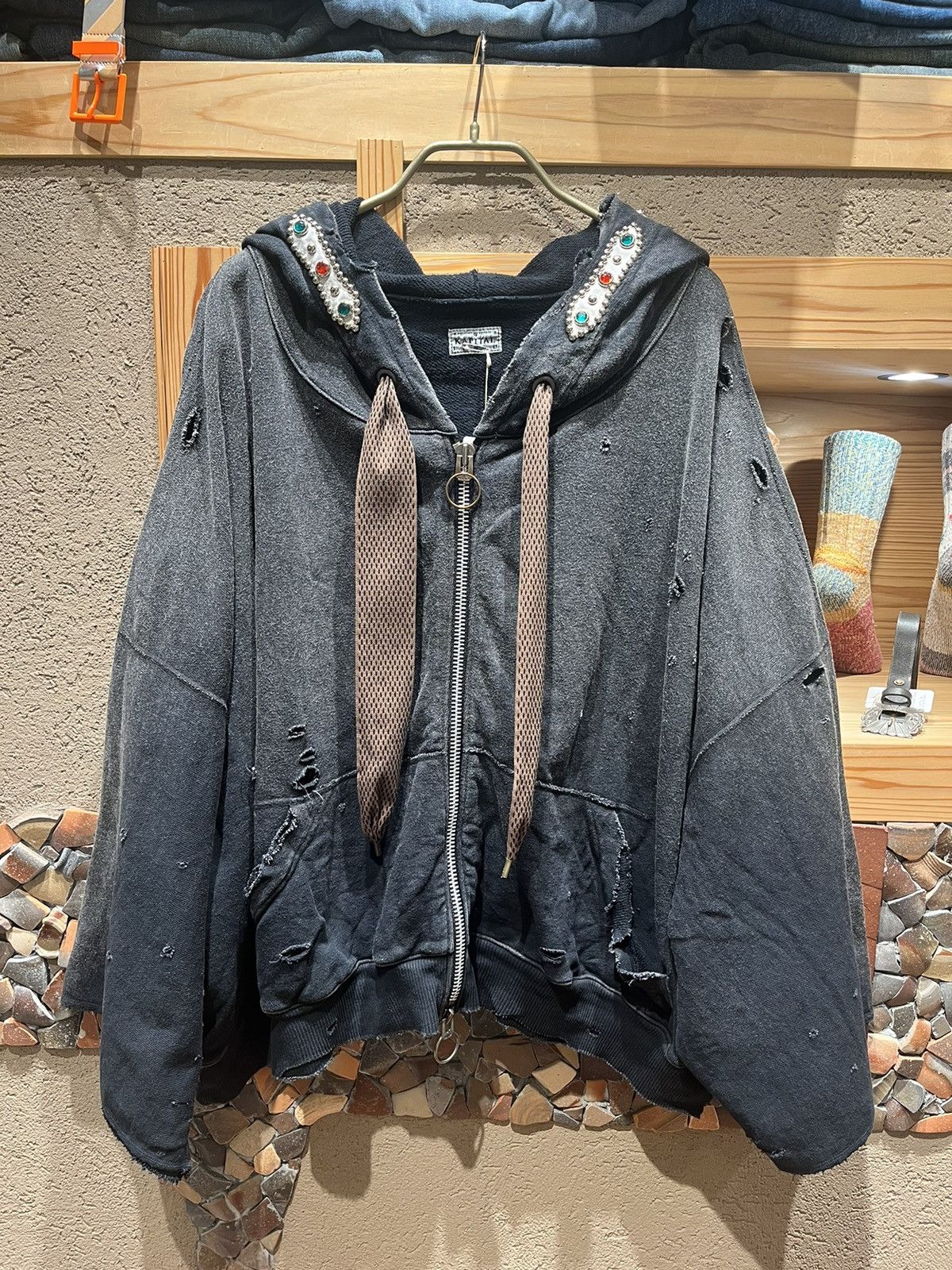 Kapital Thriller Damaged Devil Studs Zip Hoodie