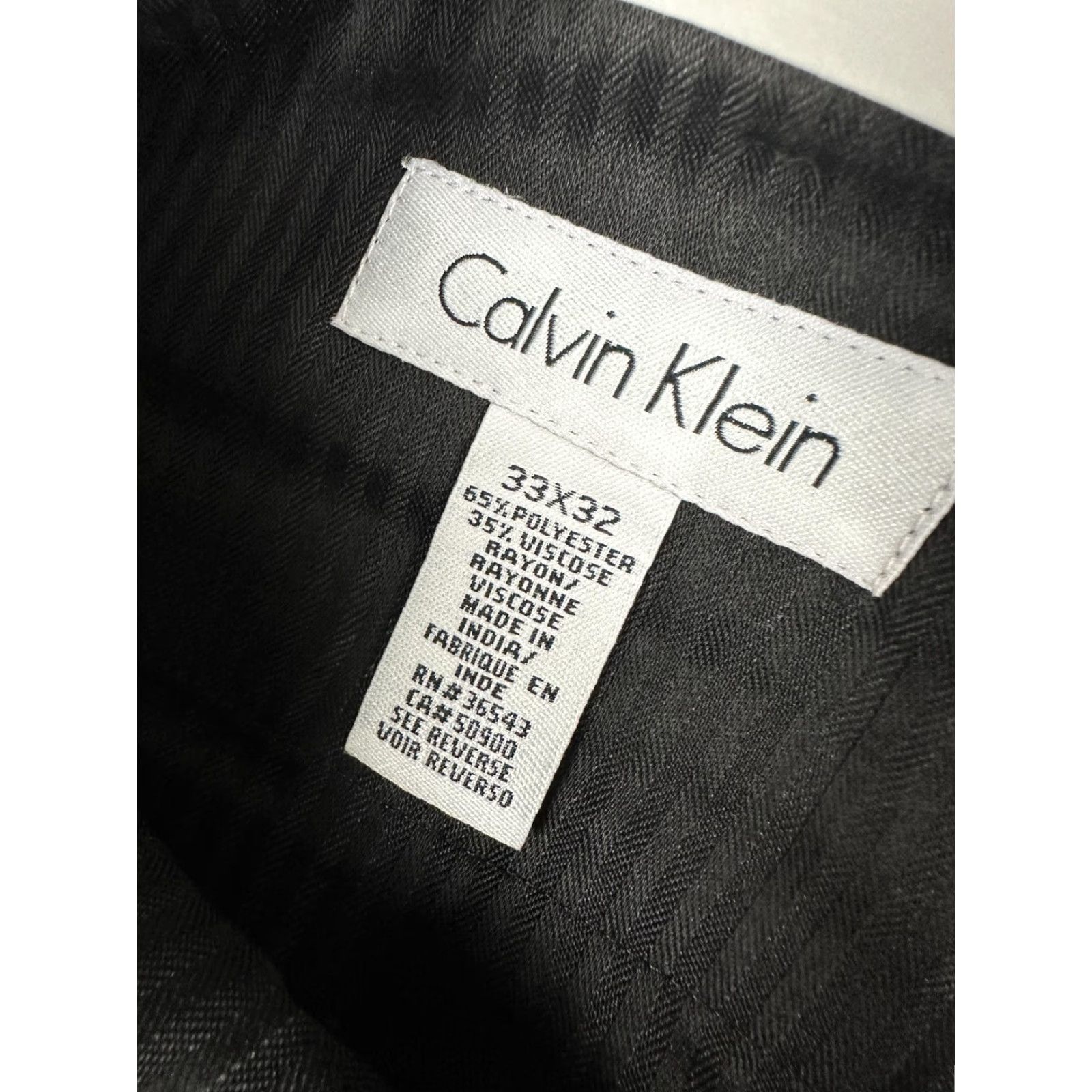 Calvin Klein CALVIN KLEIN Dress Pants Mens 33x32 Gray Herringbone Straight Fit Business NWT Size US 33 - 3 Thumbnail