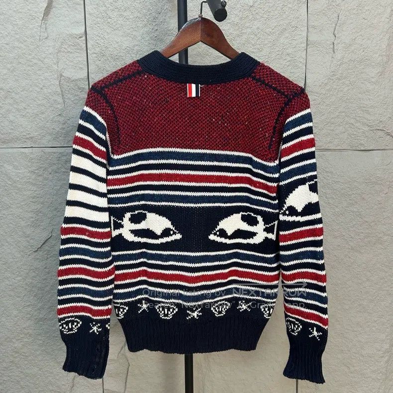 Thom Browne Thom Browne Marine Elements Red and Blue Four-Stripe Wool Size US M / EU 48-50 / 2 - 2 Thumbnail