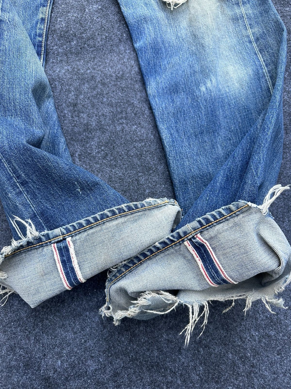Edwin Vtg Edwin 505X Orange Tag Selvedge Ripped Denim 30x35 D42 Size US 30 / EU 46 - 8 Thumbnail