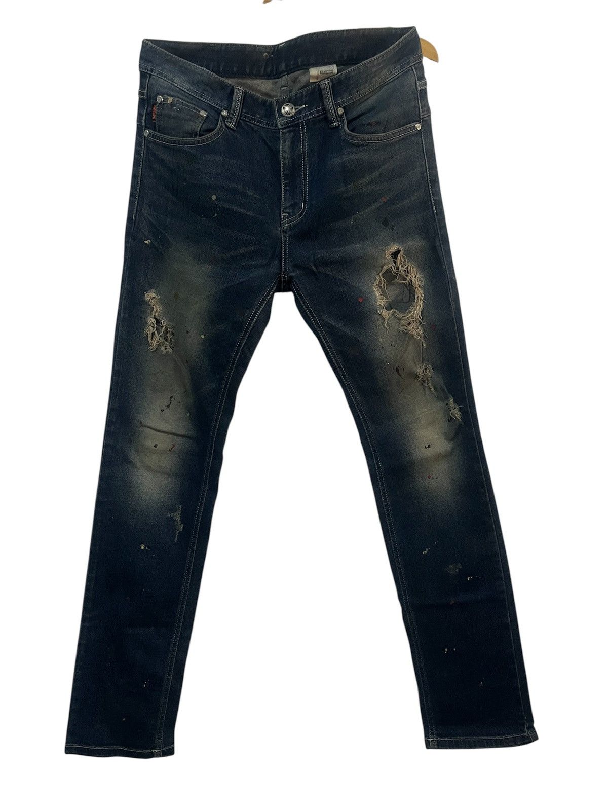 Thestori Seoul Distressed Paint Splatter Denim