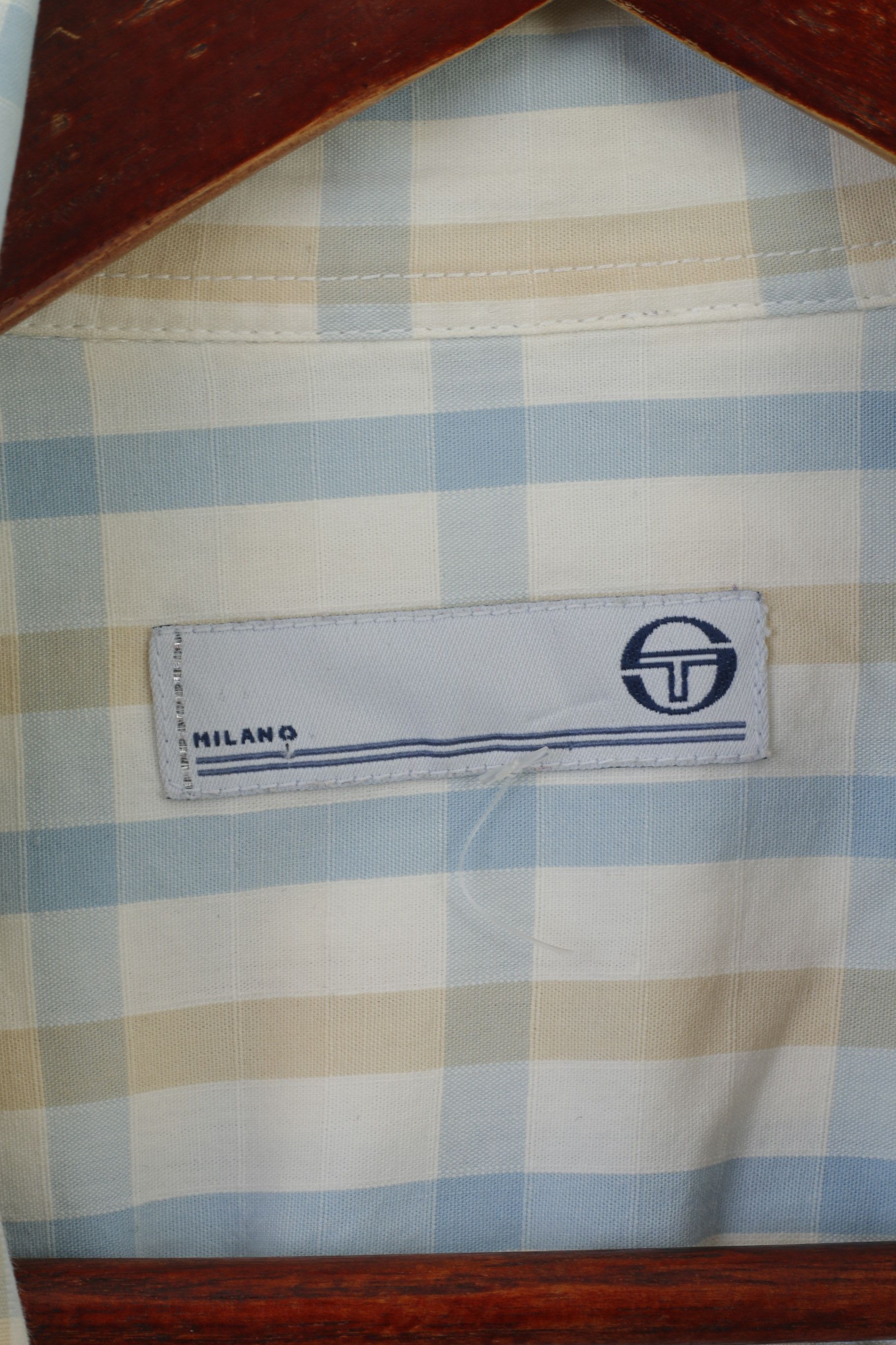 Sergio Tacchini Sergio Tacchini Men L Casual Shirt Cream Cotton Check 9434 Size US L / EU 52-54 / 3 - 4 Thumbnail
