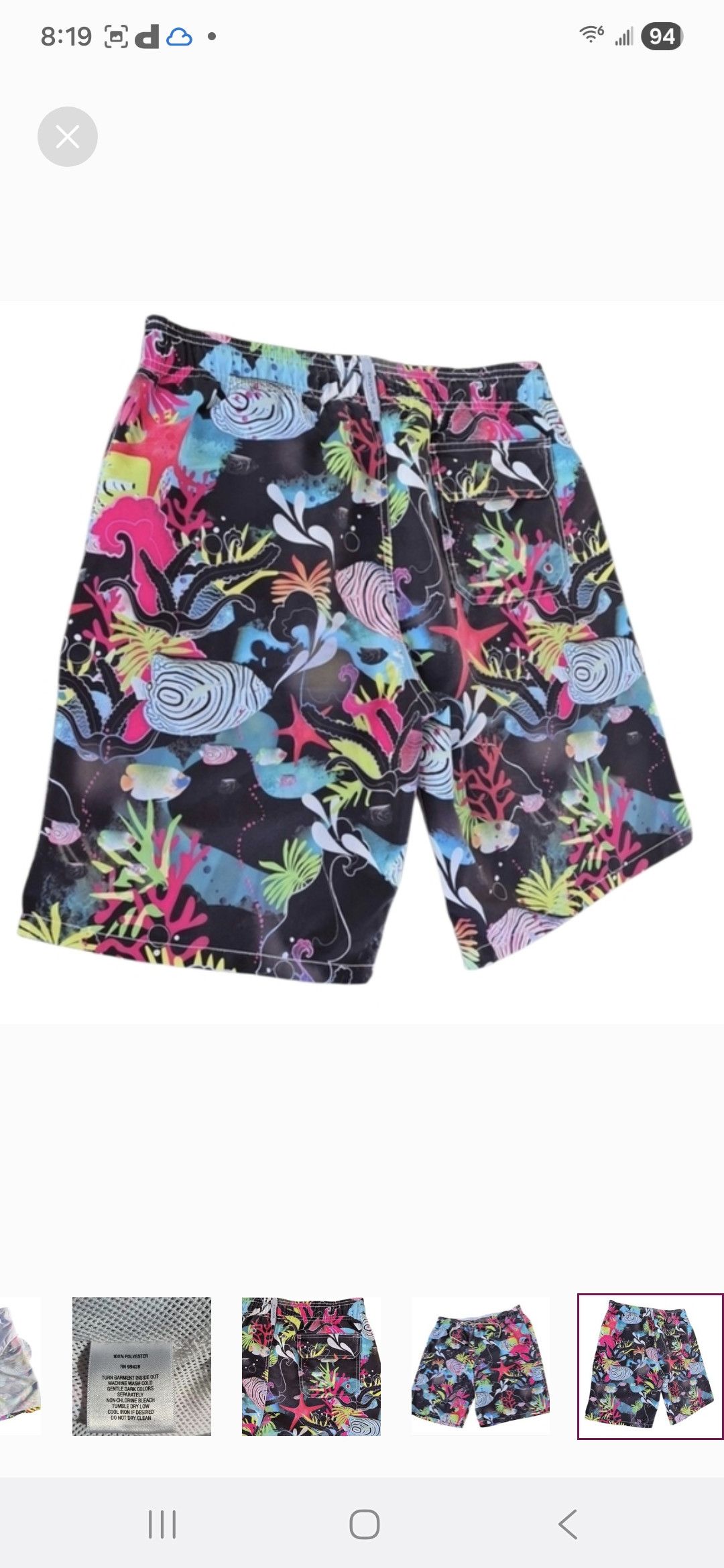 BUGATCHI Bugatchi Uomo Aquatic Print Swim Trunks. Size US 35 - 8 Thumbnail