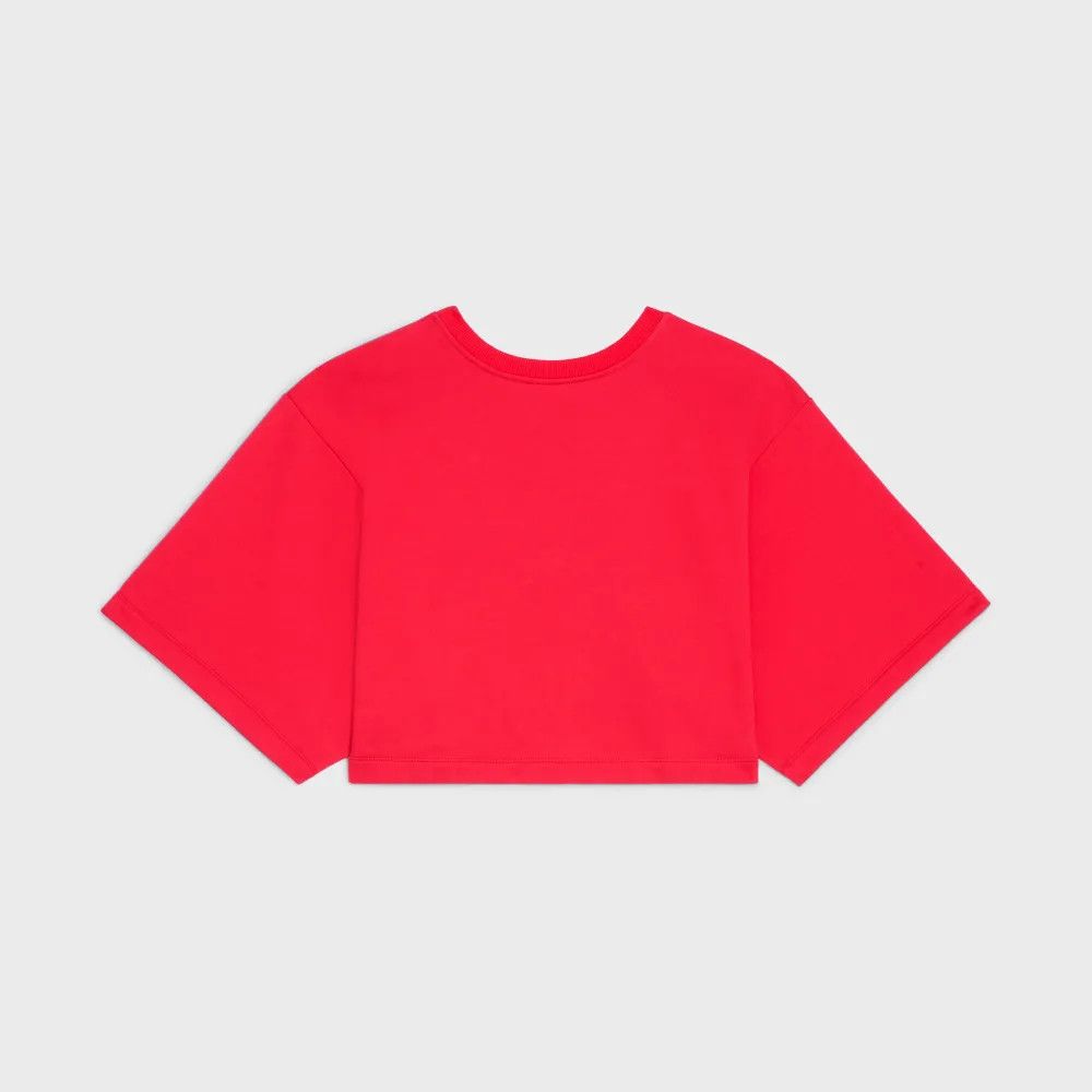 Celine o1w1db11124 Crop T-Shirt in Red Size XS / US 0-2 / IT 36-38 - 2 Thumbnail